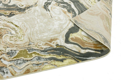 Gold Modern Easy to Clean Abstract Rug For Dining Room Bedroom And ...
