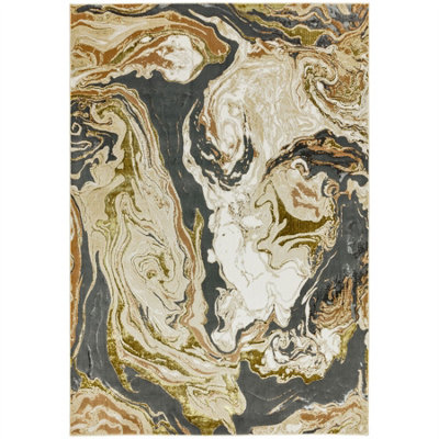 Gold Modern Easy to Clean Abstract Rug For Dining Room Bedroom And ...