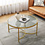 Gold Modern Round Tempered Glass Coffee Table for Living Room Dia 800 mm