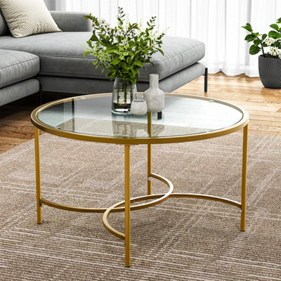 Large round gold coffee table sales
