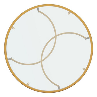 Gold Modern Round Tempered Glass Coffee Table for Living Room Dia 800 mm
