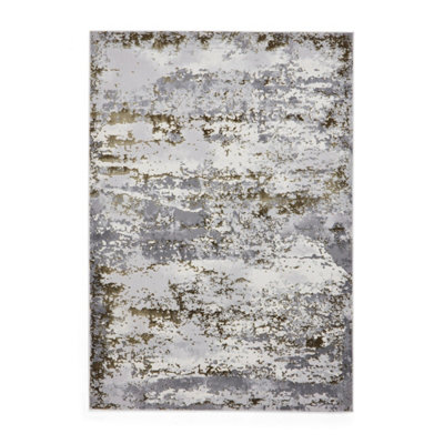 Gold Modern Rug, Abstract Metallic Marble Rug, 11mm Thick Modern Rug, Gold Rug for Bedroom, & Dining Room-160cm X 230cm