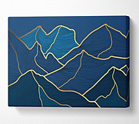 Gold Mountains On Blue Canvas Print Wall Art - Medium 20 x 32 Inches