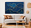 Gold Mountains On Blue Canvas Print Wall Art - Medium 20 x 32 Inches