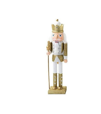 Gold Nutcracker Christmas Table Top Soldier With King - 30cm