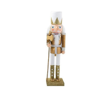 Gold Nutcracker Christmas Table Top Soldier WithAxe - 30cm