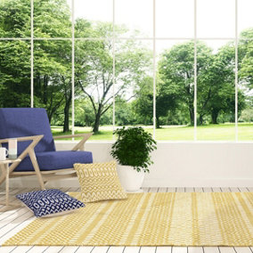Gold Outdoor Rug, Geometric Stain-Resistant Rug For Patio Decks Garden Balcony, 2mm Modern Outdoor Rug-120cm X 170cm