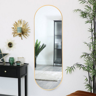Gold Oval Wall Mounted Framed Full Length Mirror Dressing Mirror 50 x 150 cm