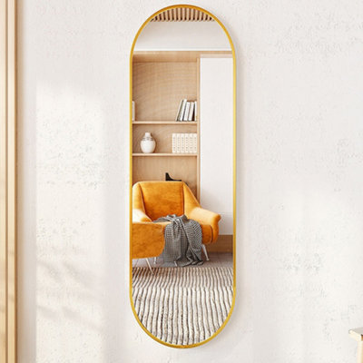 Gold Oval Wall Mounted Full Length Framed Mirror Dressing Mirror 40 x 120 cm