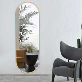 Gold Oval Wall Mounted Full Length Framed Mirror Dressing Mirror 40 x 120 cm
