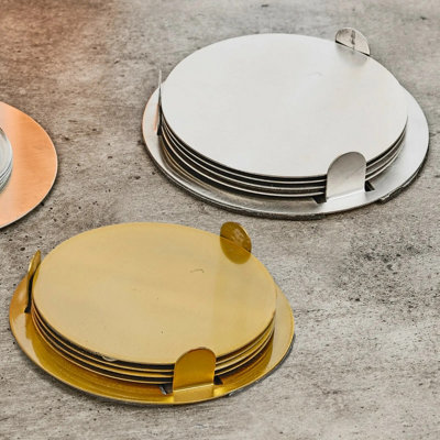 Gold - Padded Bottom Metal Coaster