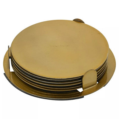 Gold - Padded Bottom Metal Coaster