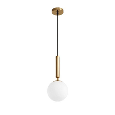 Gold Pendant Lighting Modern Hanging Pendant Light Fixture with Globe Milky White Glass