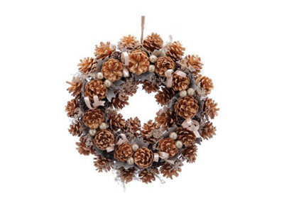 Gold Pinecones and Berries Wreath - 30cm - P040130