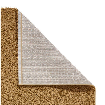 Gold Plain 25mm Thick Anti-Shed Rug for Bedroom, Living, & Dining Room ...