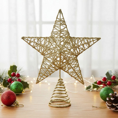 Gold Pre Lit Christmas Tree Topper Star Christmas Decoration Xmas Ornament