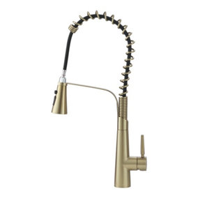 Gold Pre-rinse Pull Down Kitchen Faucet 3 distinct 304 Stainless Steel+Brass