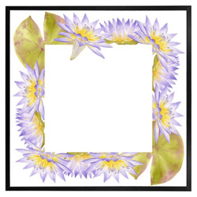Gold & purple flowers (Picutre Frame) / 20x20" / Black