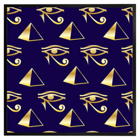 Gold pyramid & eye of horus (Picutre Frame) / 16x16" / Black