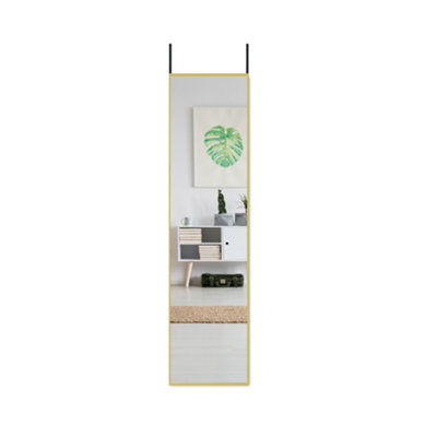 Gold Rectangle Full Length Mirror Wall Mounted or Over The Door Floor Mirror Framed Mirror 37 x 147 cm