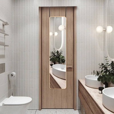 Gold Rectangle Full Length Mirror Wall Mounted or Over The Door Floor Mirror Framed Mirror Round Corner 28 x 118 cm