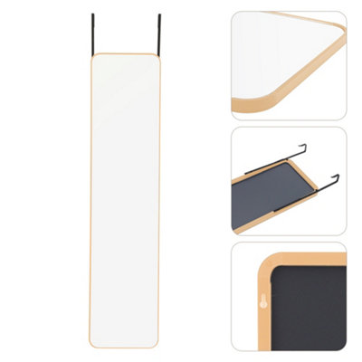 Gold Rectangle Full Length Mirror Wall Mounted or Over The Door Floor Mirror Framed Mirror Round Corner 28 x 118 cm