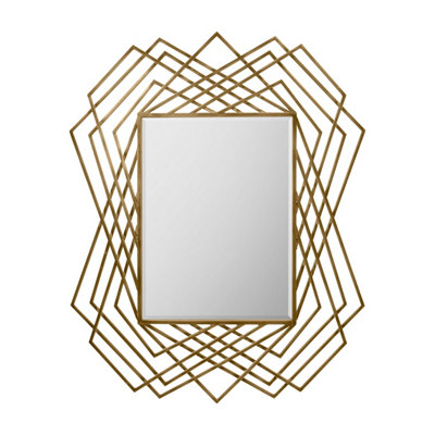 Gold Rectangle Geometric Wall Mirror - SE Home