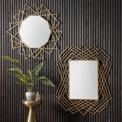 Gold Rectangle Geometric Wall Mirror - SE Home