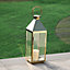 Gold Rectangular Stainless Steel Decorative Lantern, 71 H x 23 W x 24 cm D
