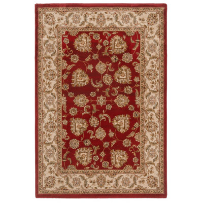 Gold Red Classical Oriental Floral Area Rug 120cm x170cm
