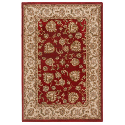 Gold Red Classical Oriental Floral Area Rug 160cm x 230cm