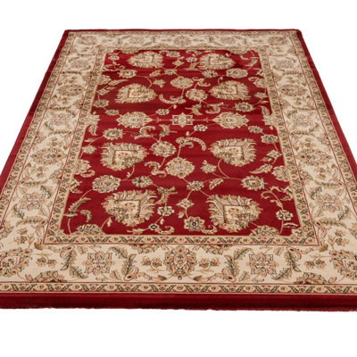 Gold Red Classical Oriental Floral Area Rug 240cm x 330cm