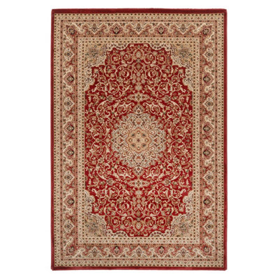 Gold Red Classical Oriental Medallion Area Rug 120cm x170cm