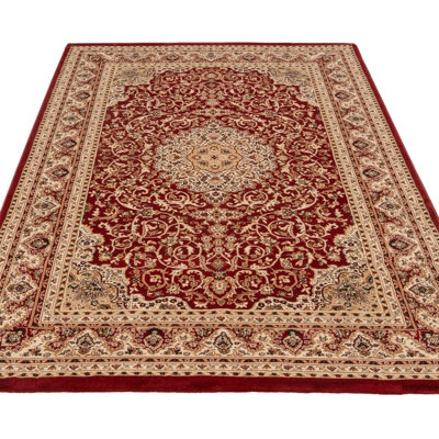 Gold Red Classical Oriental Medallion Area Rug 160cm x 230cm