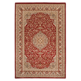 Gold Red Classical Oriental Medallion Area Rug 80cm x 150cm