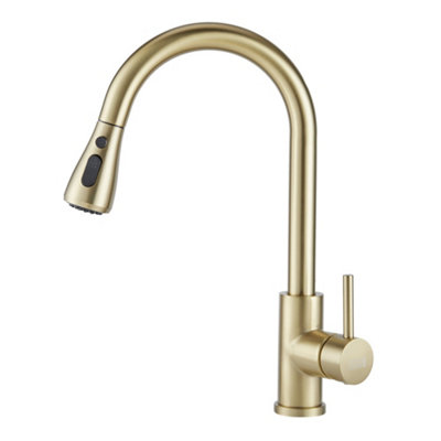 Gold Retractable Commercial Pull out Kitchen Tap Mixer Tap Faucet