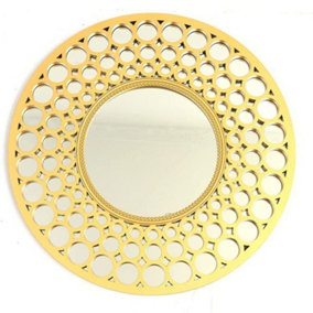 Gold Round Designer Wall Mirror Decoration Art Piece