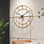 Gold Round Double Layer Silent Non Ticking Metal Wall Clock 60 cm