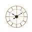 Gold Round Double Layer Silent Non Ticking Metal Wall Clock 60 cm