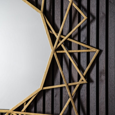 Gold Round Geometric Wall Mirror - SE Home