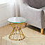 Gold Round Tempered Glass Bedside Table Coffee Table H 40cm