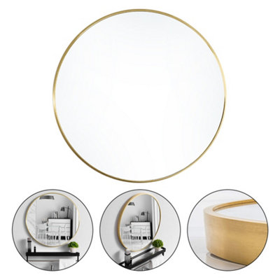 Gold Round Wall Mirror Bathroom Framed Mirror Vanity Mirror For Dressing Table 70 cm
