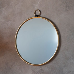 Gold Round Wall Mirror With Hanging Loop - SE Home