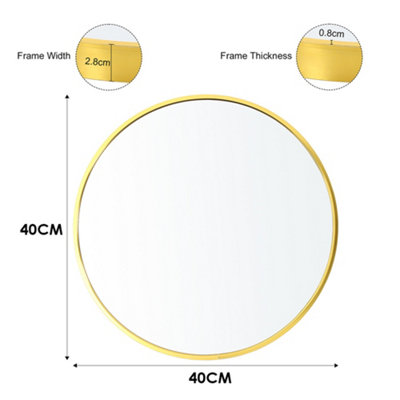 Gold Round Wall Mounted Framed Bathroom Mirror Vanity Mirror 40 cm