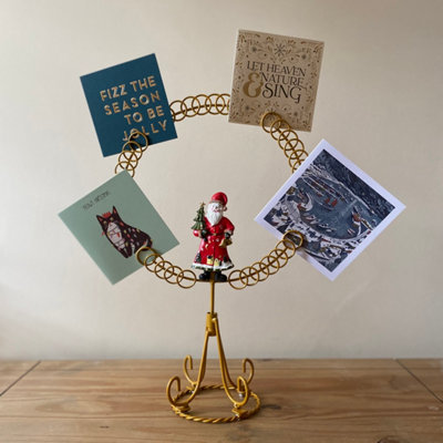 Gold Santa Circle Christmas Card Holder