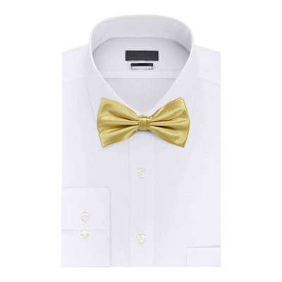 Gold Satin Polyester Bow Tie for Casual & Formal Wear, Wedding Party Accessory
