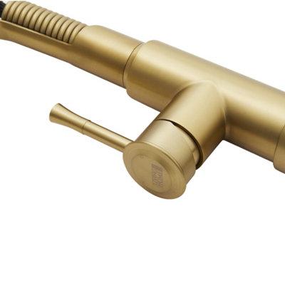 Gold Stainless Steel Side Lever Kitchen Spring Neck Kitchen Tap Mixer Tap