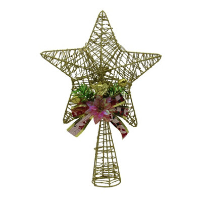 Gold Star Christmas Tree Topper (Xmas Decoration Angel Traditional Festive)