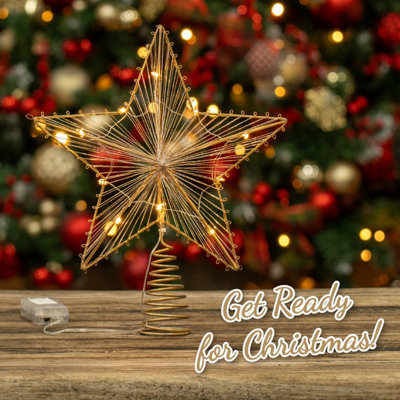 Gold Star Shaped Christmas Tree Topper