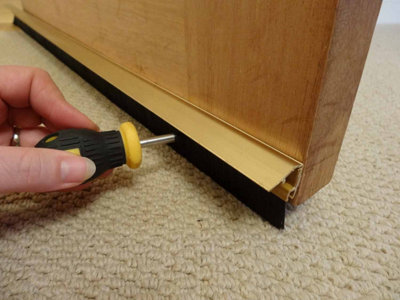 Gold Stormguard Draught Excluder Premium Door Brush Seal Concealed Fixings 838mm